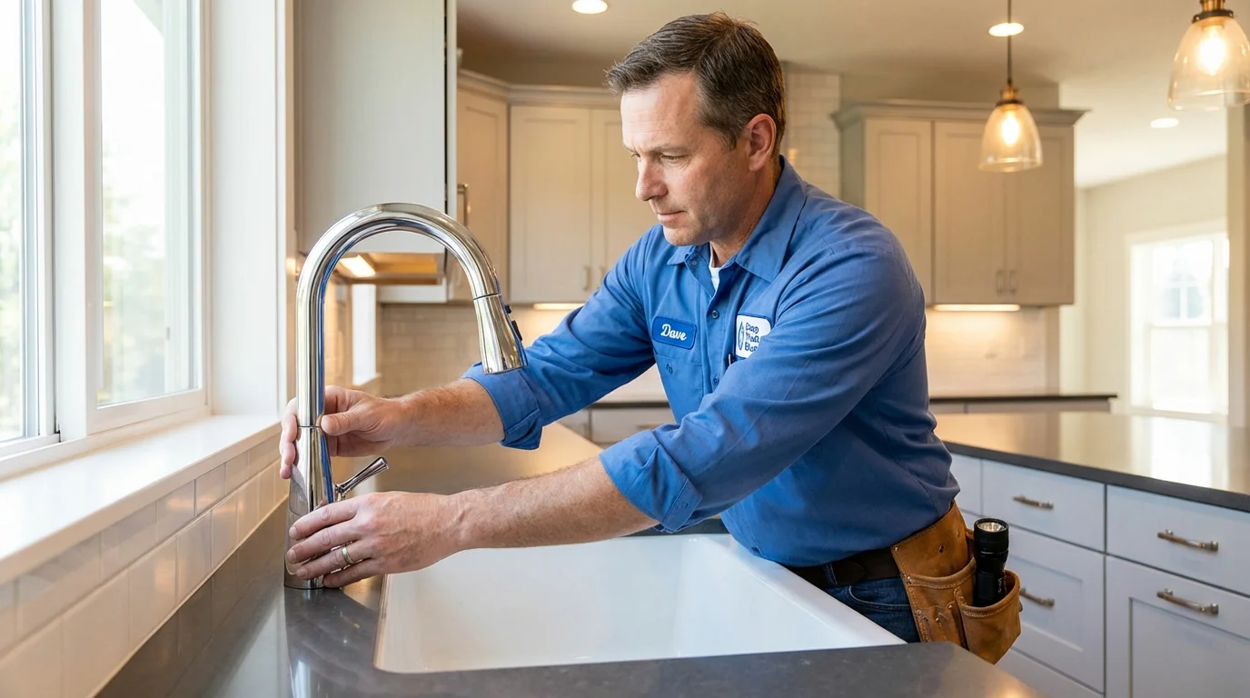 Kitchen faucet installation by Johns Plumbing LLC in Sturbridge